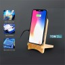 Складная подставка с беспроводным зарядным устройством 15 Вт BAMBOO с подсветкой и цветным логотипом
