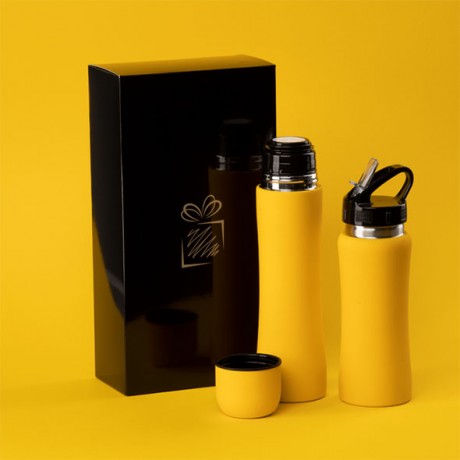 Набор COLORISSIMO - Термос и Бутылка для воды в черной коробке
