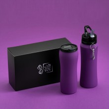 Набор: Бутылка для воды и Термокружка в черной коробке