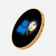 Быстрое беспроводное зарядное устройство BAMBOO ROUND с цветным подсвечиваемым логотипом мощностью 15 Вт