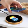 Быстрое беспроводное зарядное устройство BAMBOO ROUND с цветным подсвечиваемым логотипом мощностью 15 Вт