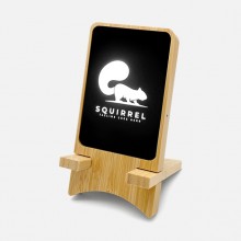 Складная подставка с беспроводным зарядным устройством BAMBOO-2 с подсветкой логотипа мощностью 15 Вт