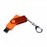 OTG USB - накопитель 3 в 1 поворотный механизм, c дополнительным разъемом USB - MicroUSB - TypeC с одноцветным металлическим клипом