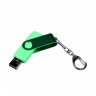 OTG USB - накопитель 3 в 1 поворотный механизм, c дополнительным разъемом USB - MicroUSB - TypeC с одноцветным металлическим клипом